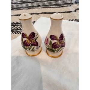 Vintage Franciscan  Mariposa Porcelain Salt and Pepper Shakers  with gold trim